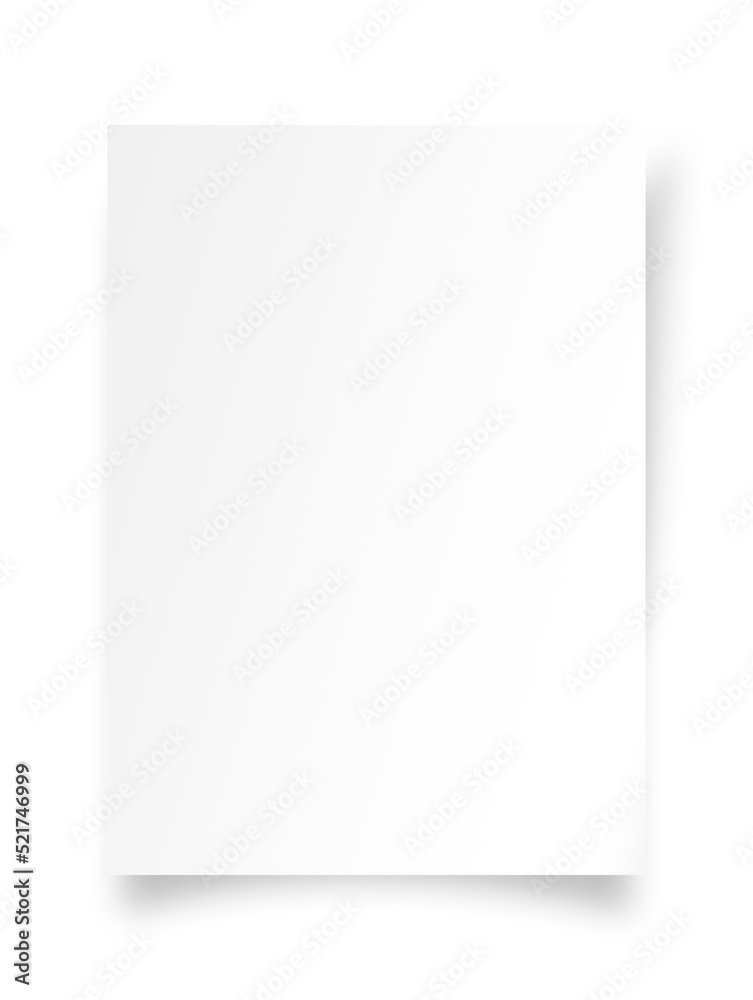 White Paper Sheet Illustration with Shadows, Blank Paper Sheet White Paper Sheet Illustration with Shadows, Blank Paper Sheet