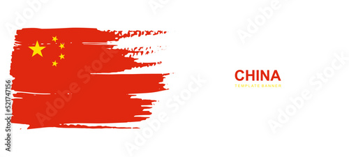 China flag banner template vector illustration. Grunge China flag with modern style. News banner with place for text