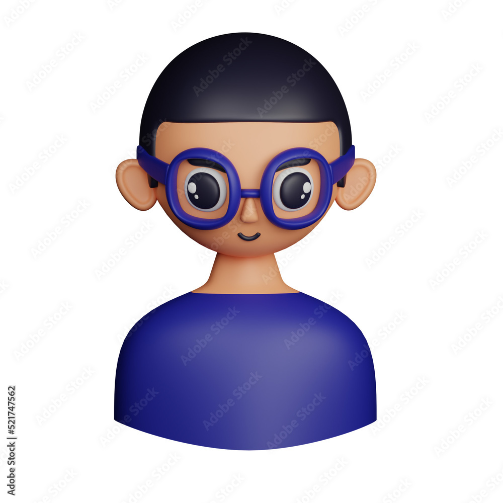 3d avatar young man with short hair using eyeglass 3d avatar young man with short hair using eyeglass