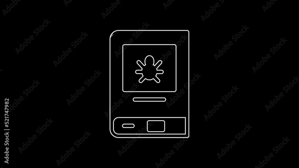 White line Book about insect icon isolated on black background. 4K Video motion graphic animation White line Book about insect icon isolated on black background. 4K Video motion graphic animation
