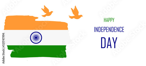 Happy India Independence Day Vector Template Design Illustration. Indian flag and dove 