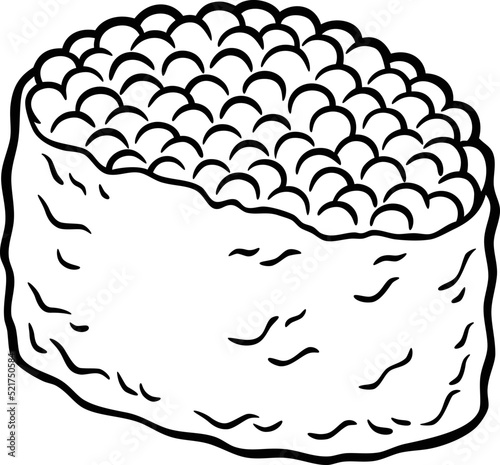 Vector Cartoon Japanese Food Ikura Sushi Line Art