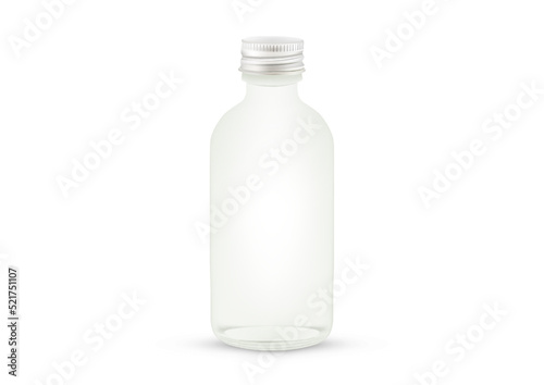 Empty transparent glass bottle with aluminium screw cap vector illustration