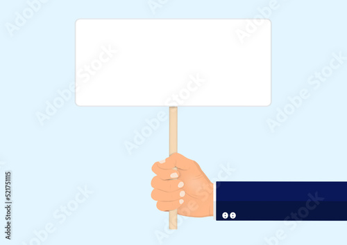 Hand holding white signboard vector illustration