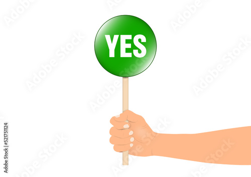 Hand holding yes sign vector illustration