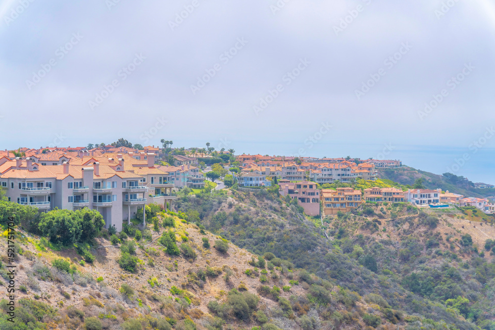 Apartment buildings on a mountain area of Laguna Niguel in California