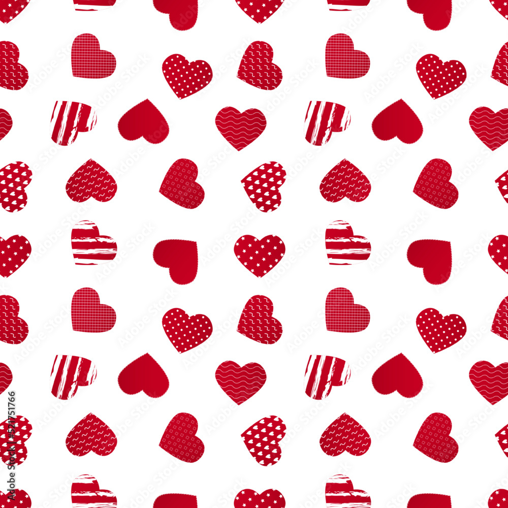 Red hearts seamless pattern background vector illustration Red hearts seamless pattern background vector illustration