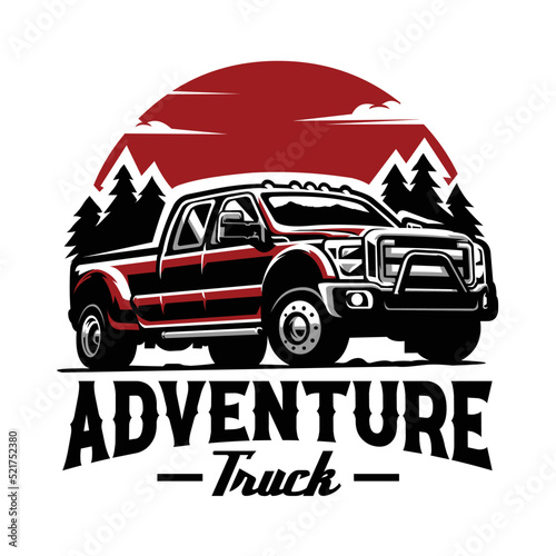 Adventure truck doubel cabin logo vector illustration isolated on white background