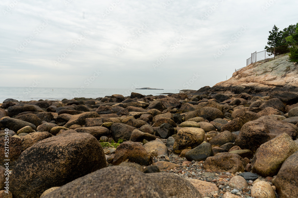 Closeup of rocky beach cloudy day Closeup of rocky beach cloudy day