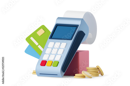 Bank terminal with cards and coins