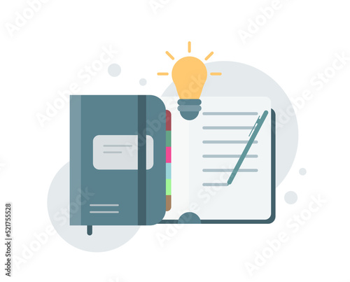 Creative writing concept, education book, diary references. Vector icons