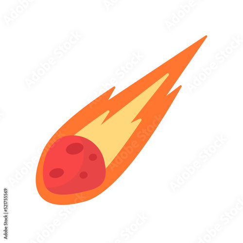 Comet cartoon. The meteorite fell to the earth and sparked.