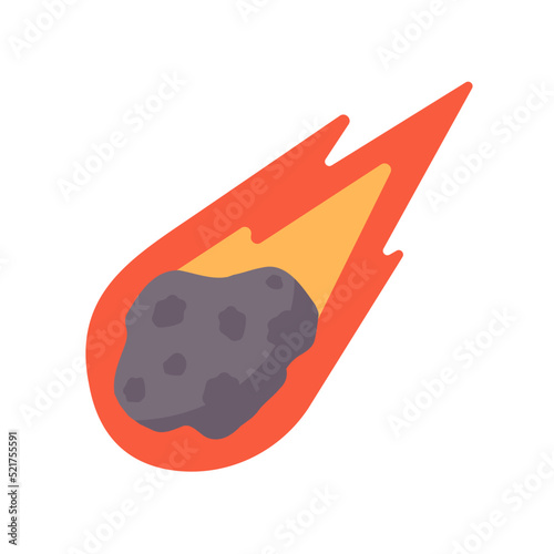 Comet cartoon. The meteorite fell to the earth and sparked.