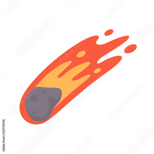 Comet cartoon. The meteorite fell to the earth and sparked.