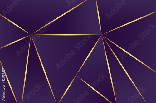 Abstract luxury polygonal pattern, dark purple with gold. Vector illustration