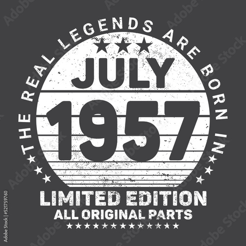 The Real Legends Are Born In July 1957, Birthday gifts for women or men, Vintage birthday shirts for wives or husbands, anniversary T-shirts for sisters or brother