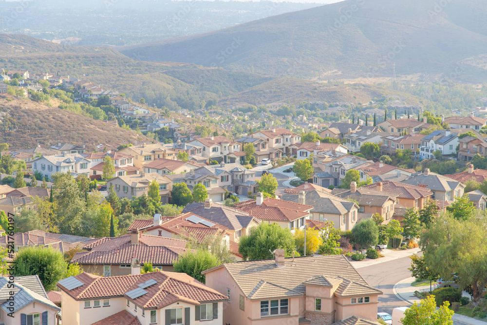 Quiet upper middle class neighborhood near the Double Peak Park at San Marcos, California