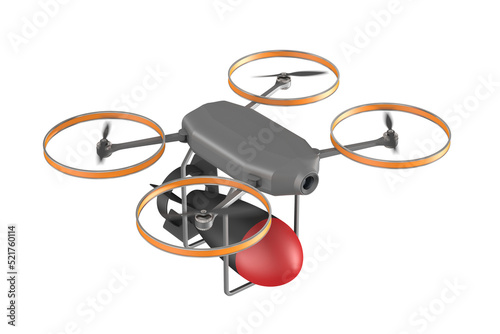 drone with bomb on white ba...
