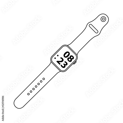 Smartwatch Outline Icon Illustration on White Background