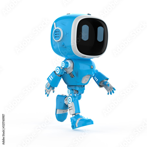 cute and small artificial intelligence assistant robot walking