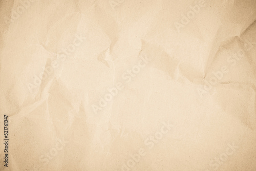 Brown recycled kraft paper crumpled vintage texture background for letter. Abstract parchment old retro page grunge blank. 