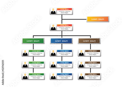 Organization Chart Infographics with People Icon and Abstract Line, Business Structure, Hierarchy of employees, org  Vector Illustration.