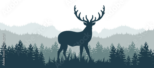 Print op canvas The Best Reindeer In Forest Vector Illustration On Focus