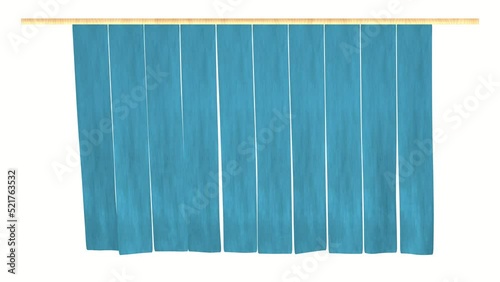 風に靡く青色の暖簾の3Dアニメーション
