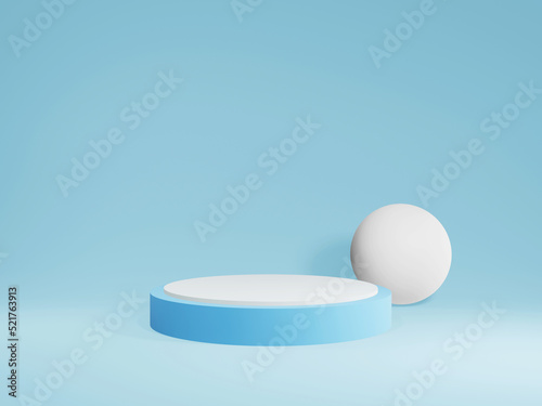 Podium 3D rendering blue background Suitable for winter products  cosmetics or dietary supplements.