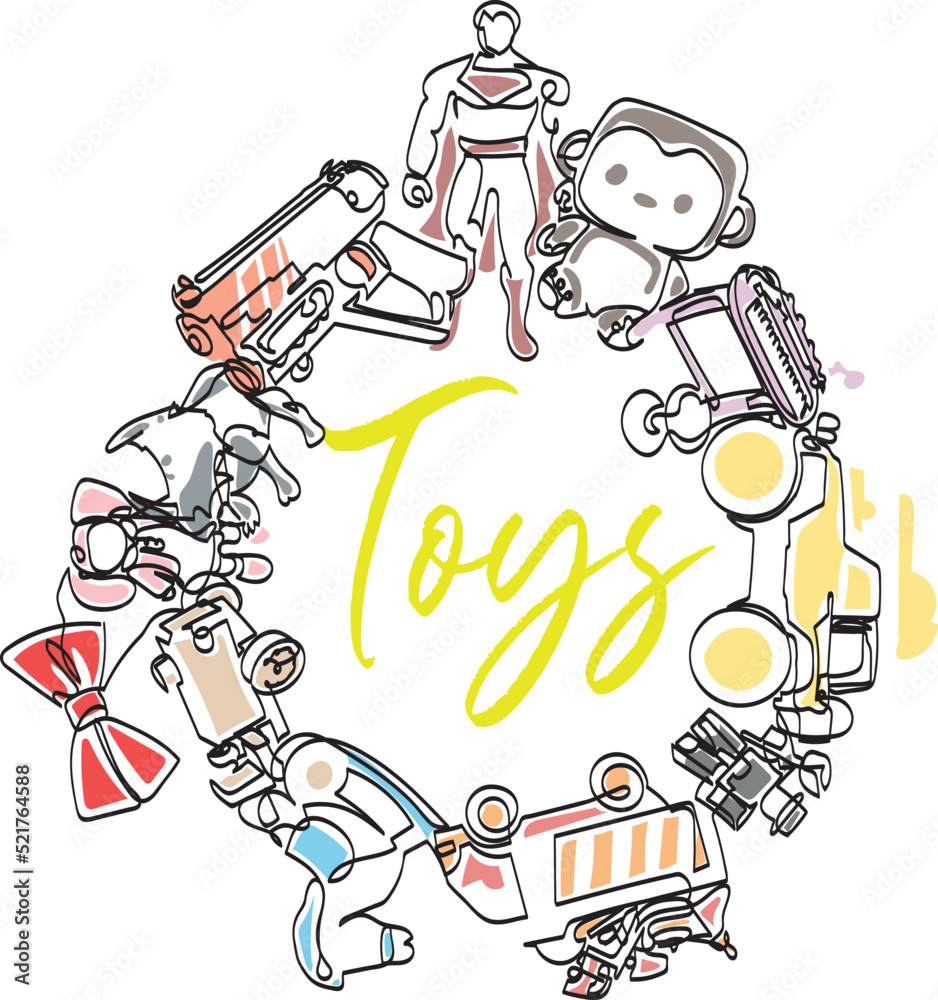 Continuous Line Art minimalist: Toy Department Vector Sign icon