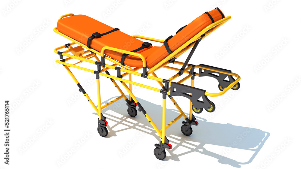 Stretcher Trolley medical equipment 3D rendering on white background Stretcher Trolley medical equipment 3D rendering on white background