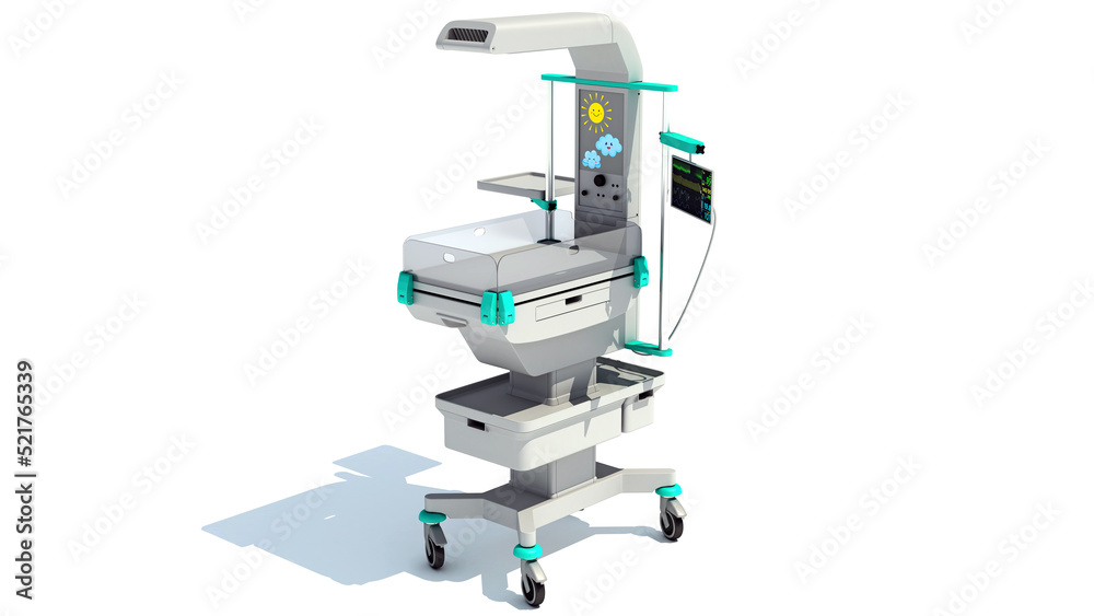 Infant Warmer medical equipment 3D rendering on white background