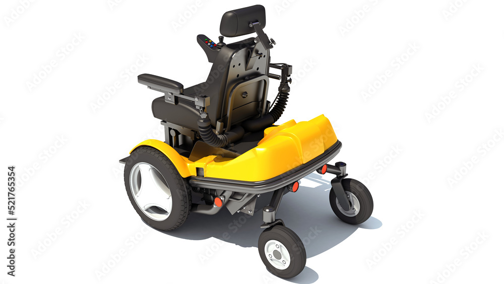 Electric Power Wheelchair 3D rendering on white background Electric Power Wheelchair 3D rendering on white background