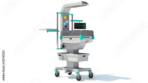 Infant Warmer medical equipment 3D rendering on white background
