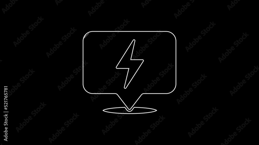 White line Lightning bolt icon isolated on black background. Flash icon. Charge flash icon. Thunder bolt. Lighting strike. 4K Video motion graphic animation White line Lightning bolt icon isolated on black background. Flash icon. Charge flash icon. Thunder bolt. Lighting strike. 4K Video motion graphic animation