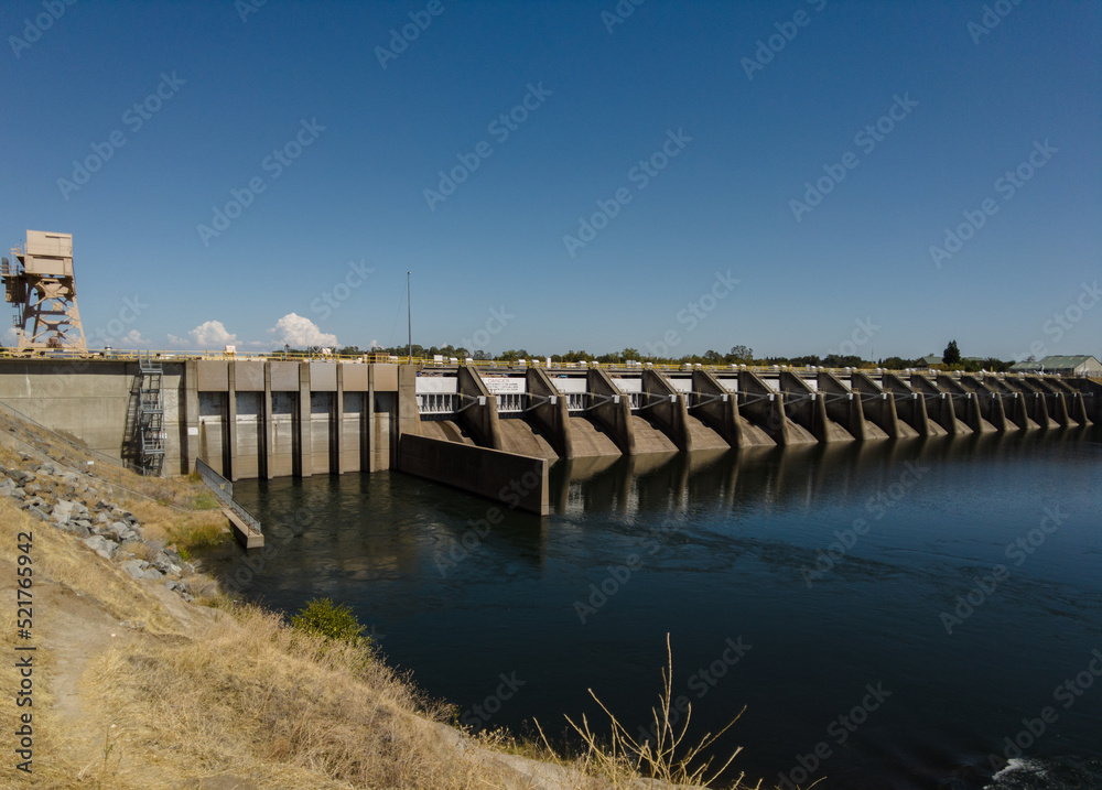Lake Natoma dam in northern california on a hot summer day 