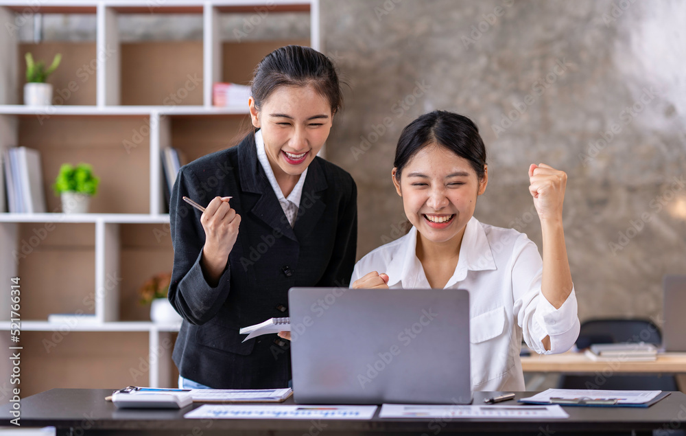 Team work process Two women are immensely rejoicing, Yes, succeeding with laptops in an open office. business idea Data Analysis, Roadmap, Marketing, Accounting, Auditing Team work process Two women are immensely rejoicing, Yes, succeeding with laptops in an open office. business idea Data Analysis, Roadmap, Marketing, Accounting, Auditing