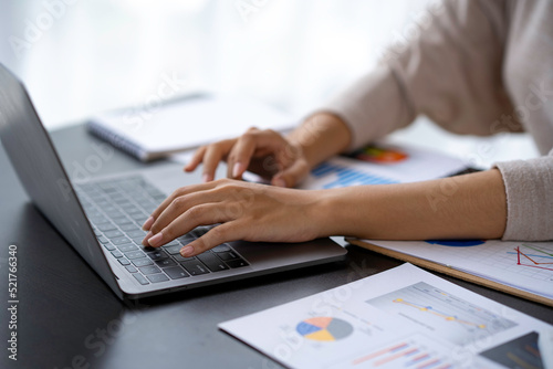 Woman hands typing on computer keyboard closeup banner, businesswoman or student girl using laptop at home, online learning, internet marketing, working from home, office workplace freelance concept 