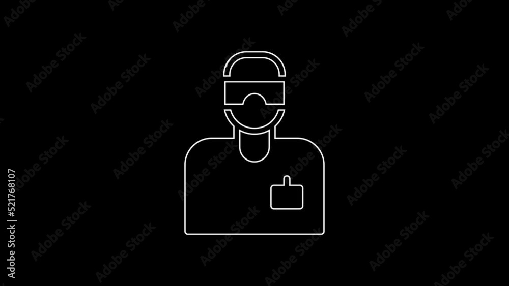 White line Laboratory assistant icon isolated on black background. 4K Video motion graphic animation White line Laboratory assistant icon isolated on black background. 4K Video motion graphic animation