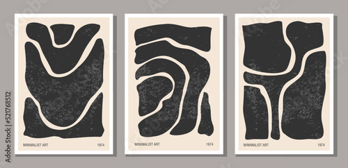 Set of minimalist design poster with abstract organic shapes composition