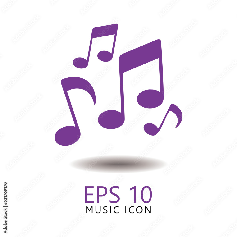 Purple music icon. Flat vector symbol isolated on a white background. Music design graphic element. Editable vector in eps 10 format Purple music icon. Flat vector symbol isolated on a white background. Music design graphic element. Editable vector in eps 10 format
