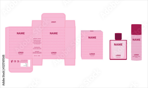 Packaging design, luxury perfume box, deo design mock up box. Illustration vector.