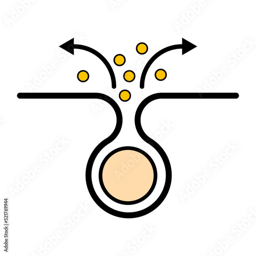 Cleaning pore icon, blackhead dermatology skin problem, acne skincare problem symbol vector illustration