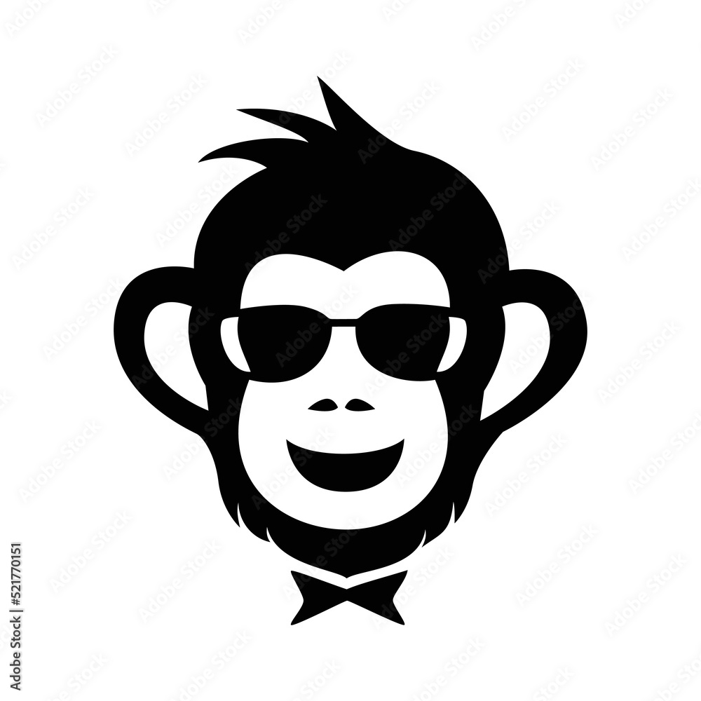 Obraz premium monkey head silhouette. ape logo template for your business.