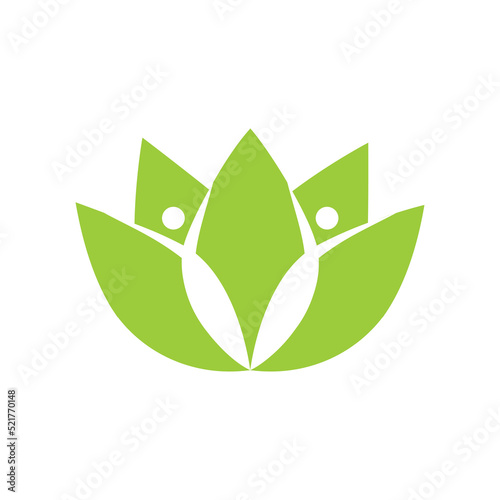 people leaf logo. eco lifestyle sign and symbol. nature business identity.