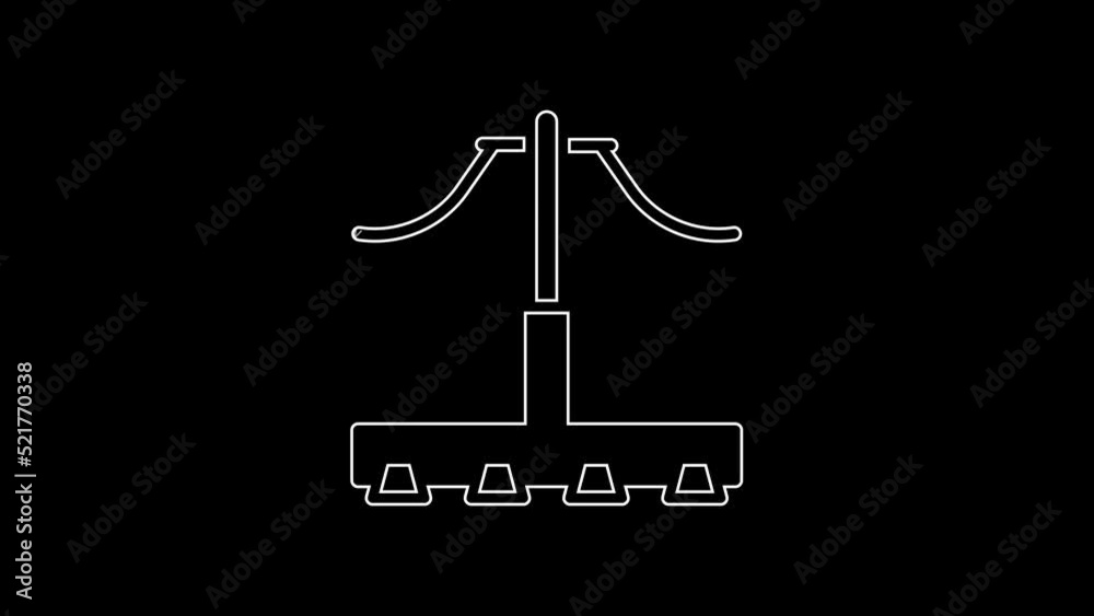 White line Railway icon isolated on black background. Railroad overhead lines. Contact wire. 4K Video motion graphic animation White line Railway icon isolated on black background. Railroad overhead lines. Contact wire. 4K Video motion graphic animation