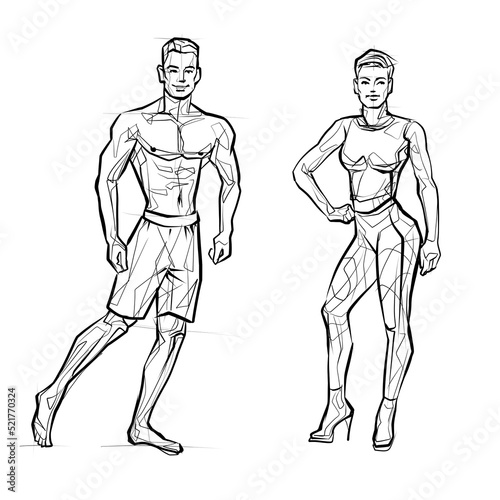 Fitness men and woman posing