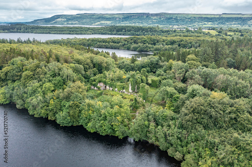 Aerial view of Castle Caldwell in County Fermanagh - Northern Ireland photo