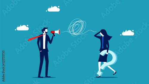 bad communication. business people talking in a chaotic mess. vector illustration