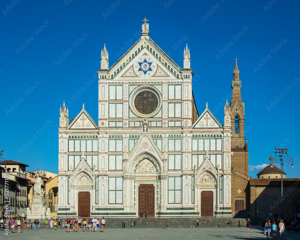 The Basilica di Santa Croce (Italian for 'Basilica of the Holy Cross'), Florence, Tuscany, Italy - front view 